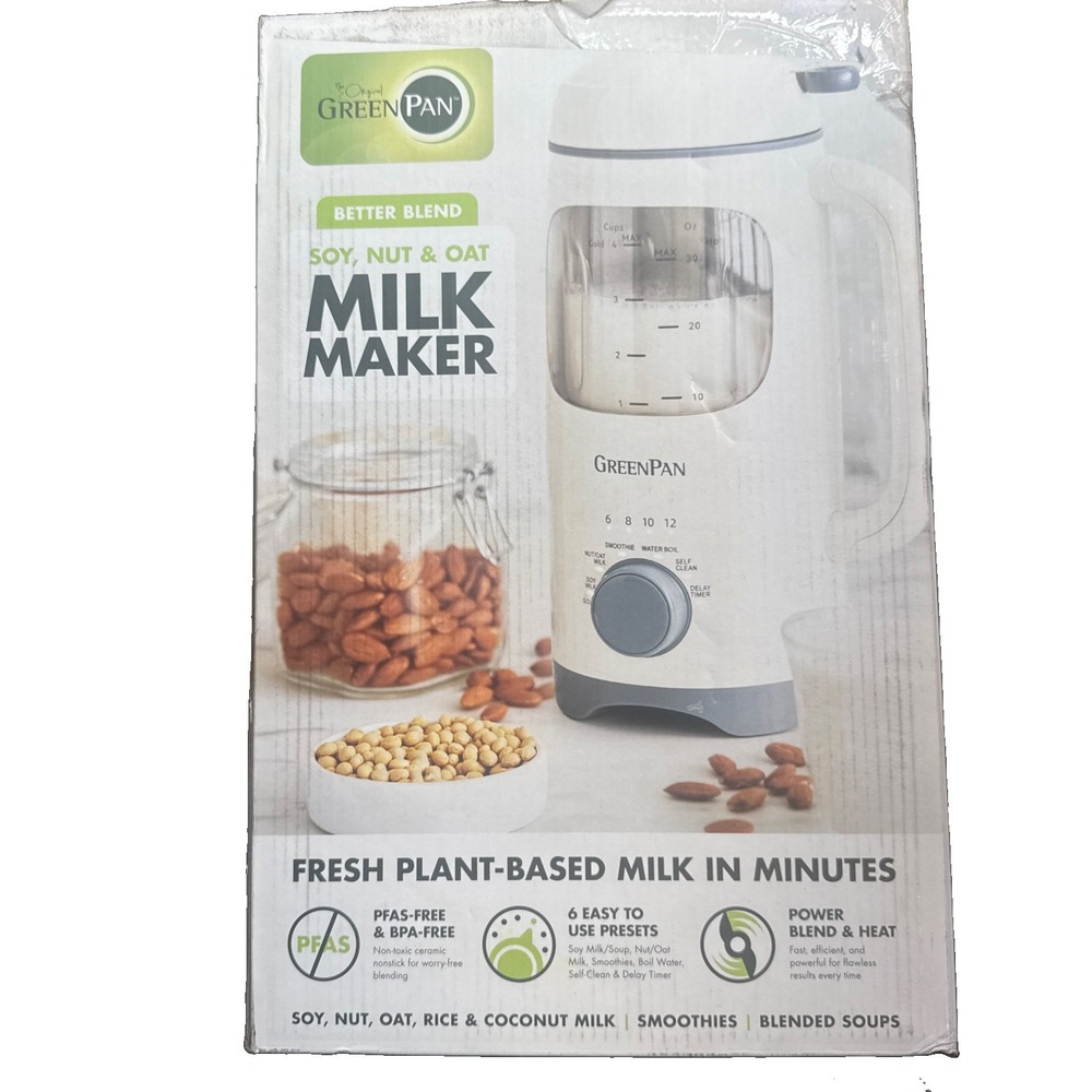 GreenPan 30oz Nut Milk Maker Machine, 15-in-1 for Homemade Almond, Oat/More